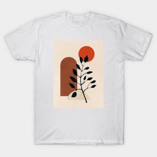 Simple Minimal Geometric - Boho Botanical Leaves T-Shirt